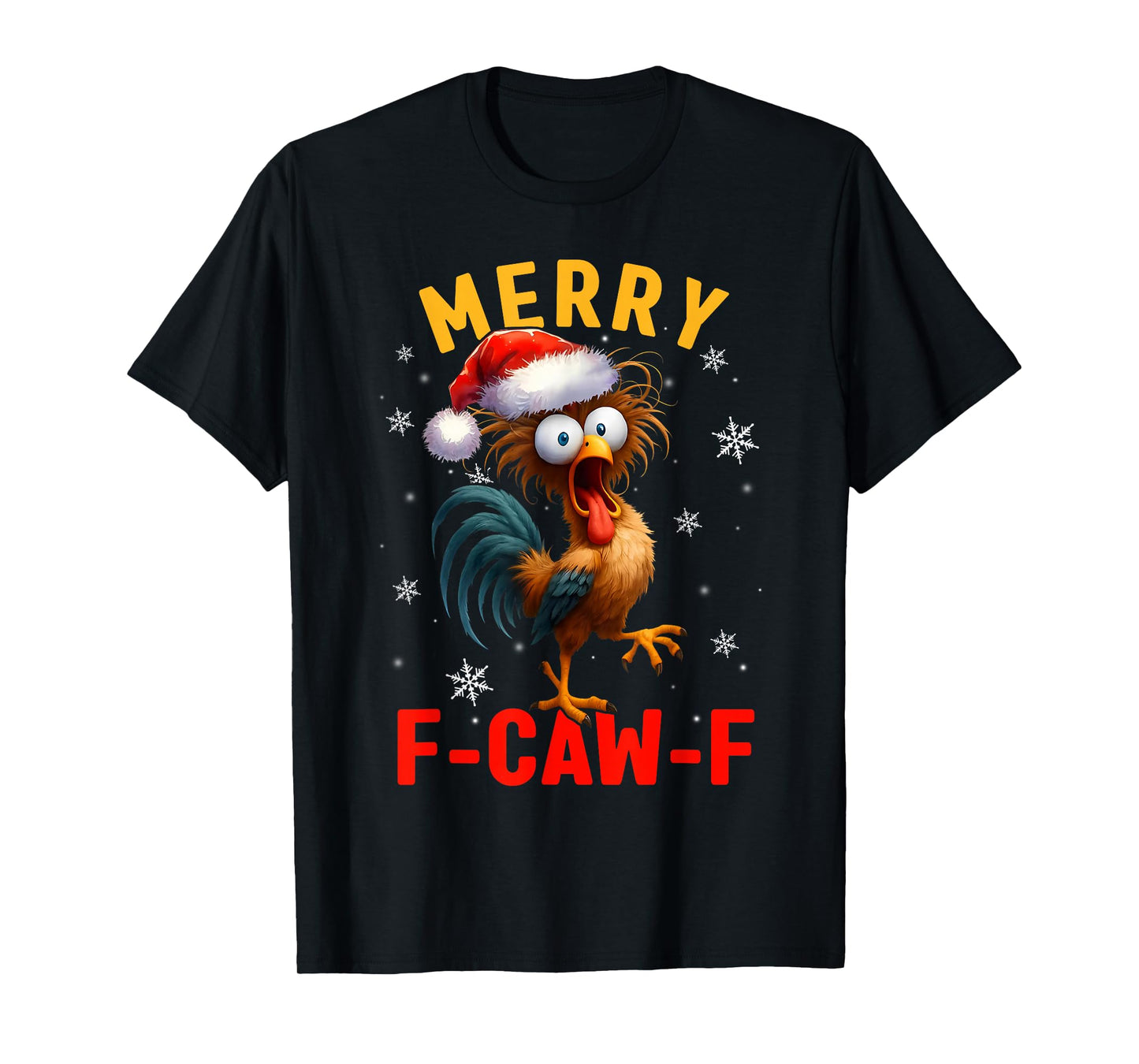 Merry F-Caw-F Chicken Christmas Snowflake Pajamas Holiday T-Shirt