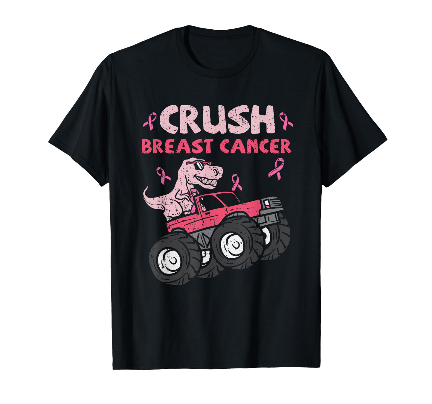 Crush Breast Cancer Awareness Monster Truck Pink Ribbon T-Shirt