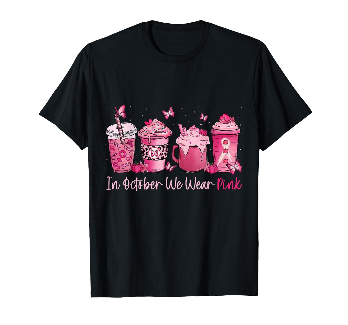 In October We Wear Pink Coffee Spice Breast Cancer Awareness T-Shirt
