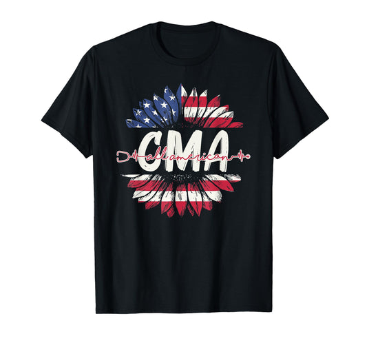 All American CMA Life American Flag Sunflower 4th Of July T-Shirt