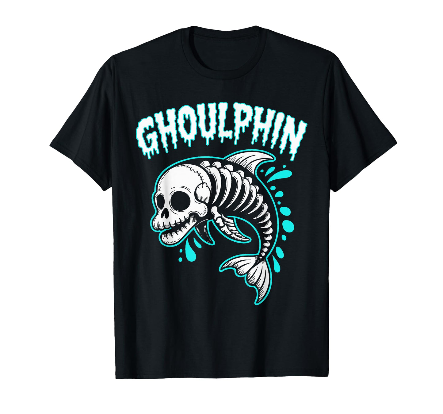 Spooky Dolphin Skeleton Halloween T-Shirt