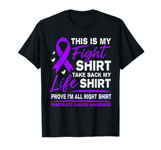 Pancreatic Cancer Awareness Ribbon Purple for Men Women Kids T-Shirt