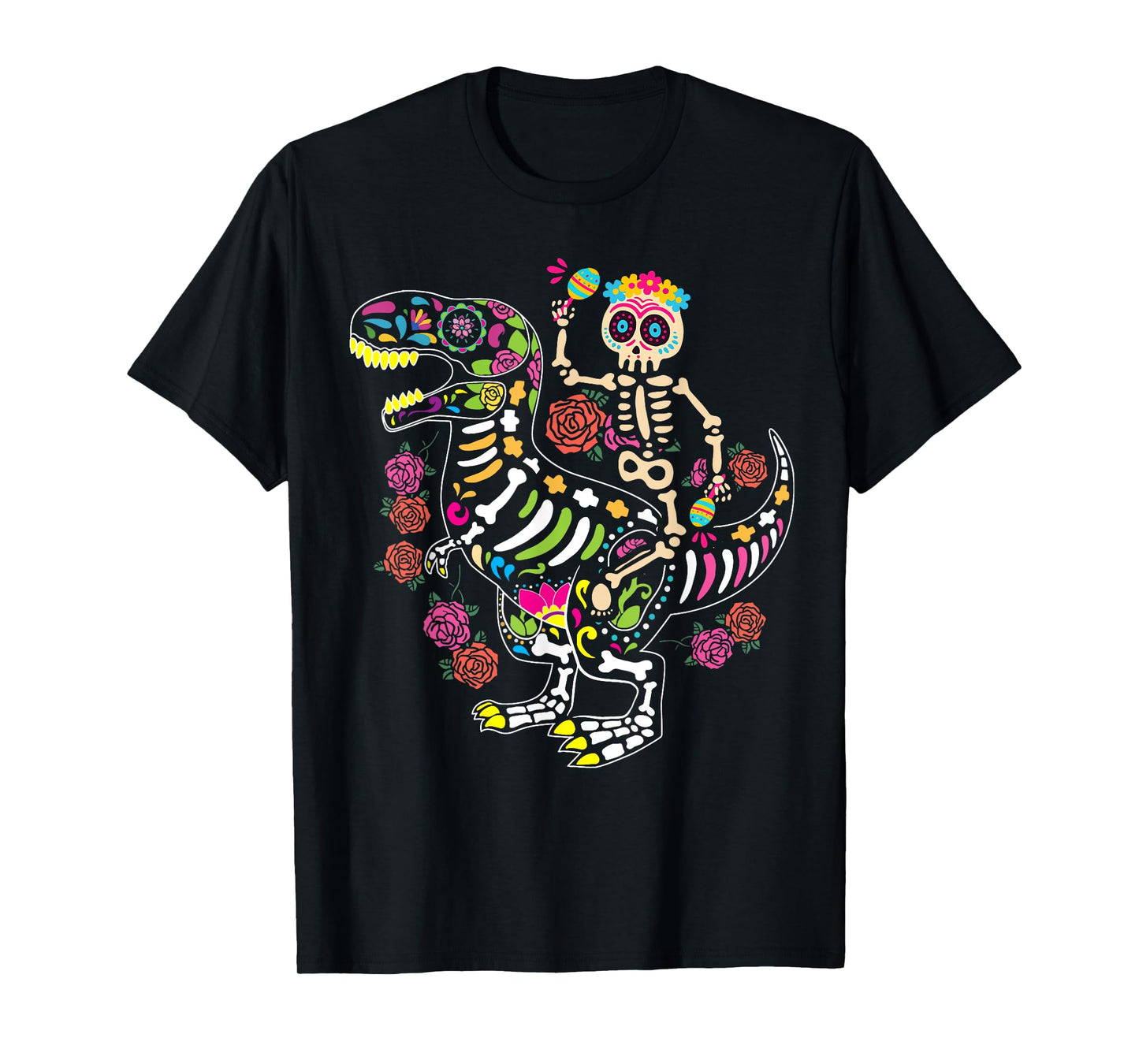 Mexican Dia De Los Muertos Skeleton Dinosaur Men Boy Toddler T-Shirt