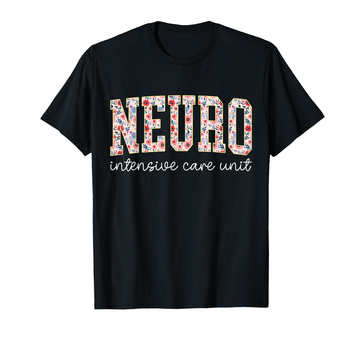 Floral Neuro ICU Nurse Brain Neuroscience ICU Nurse Grad T-Shirt