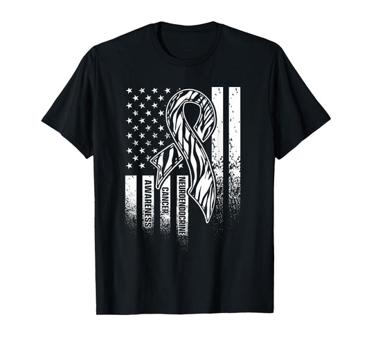 Neuroendocrine Cancer Survivor US Flag Warrior T-Shirt