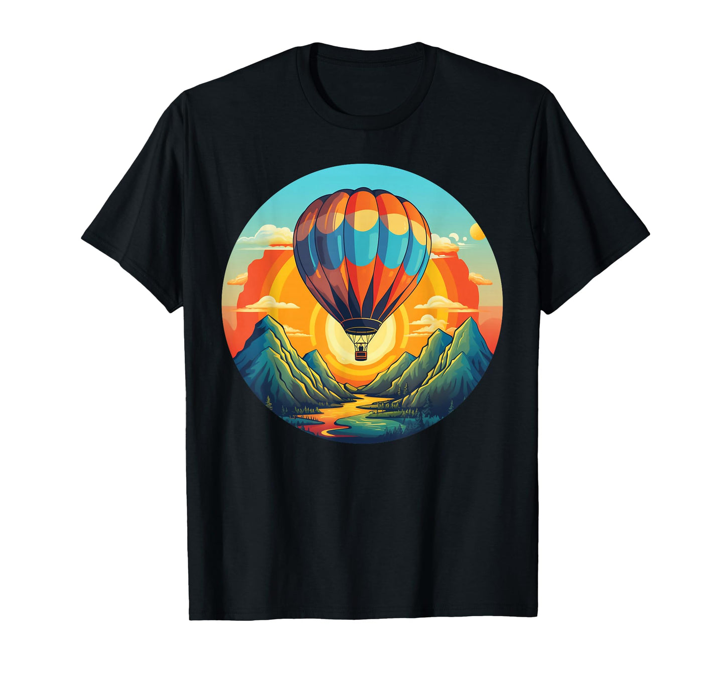 Mountains Sunset Adventures with hot Air Balloon T-Shirt