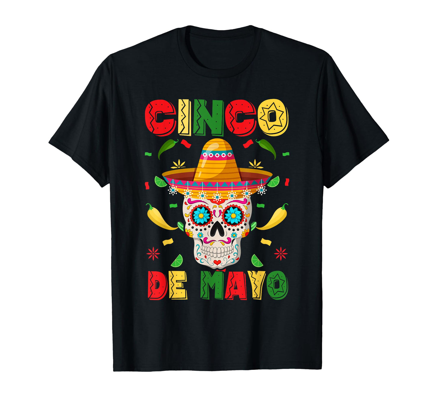 Cinco De Mayo Party Sugar Skull Men Women Mexican Fiesta T-Shirt