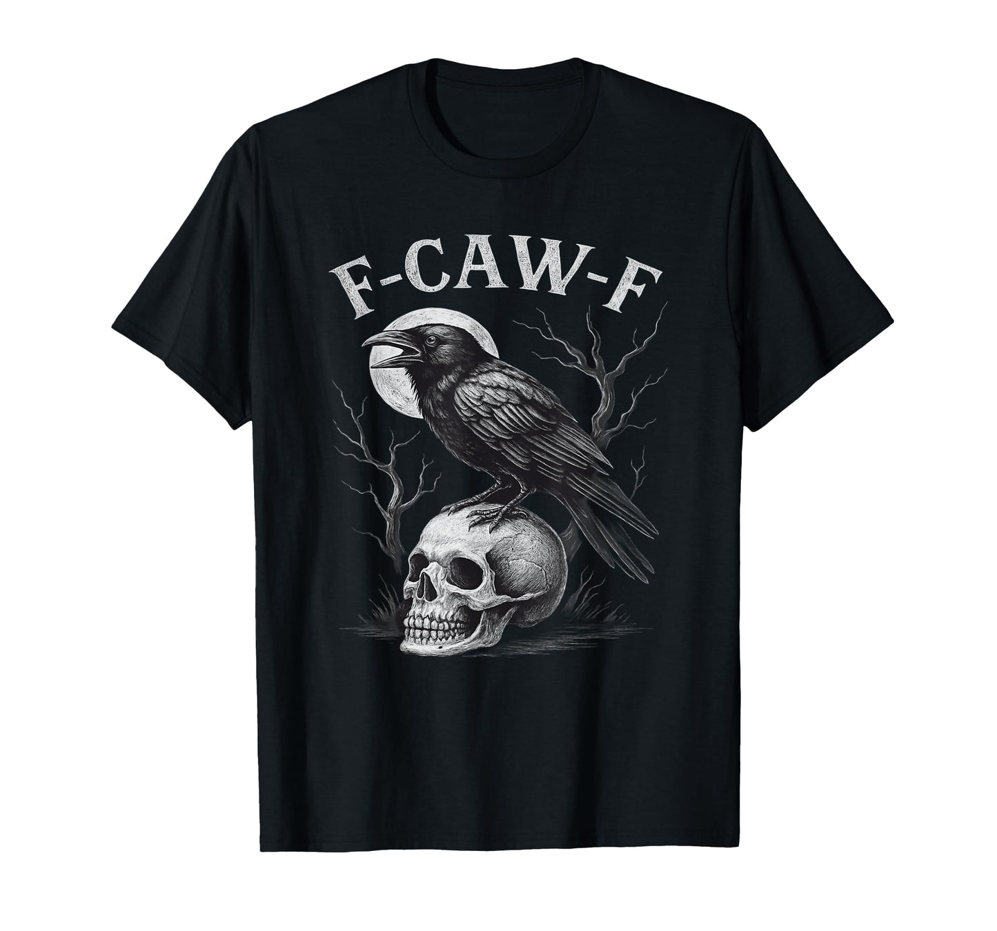 F-Caw-F Black Crow Bird Retro Vintage Gothic Moon F-Caw-F T-Shirt