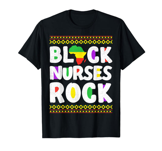 African American Black Nurse Rock Juneteenth T-Shirt
