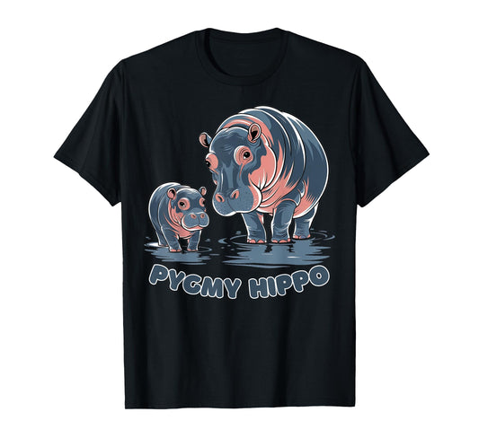 Cute Baby Pygmy Hippo Moo Deng Funny Zoo For Family Kids T-Shirt