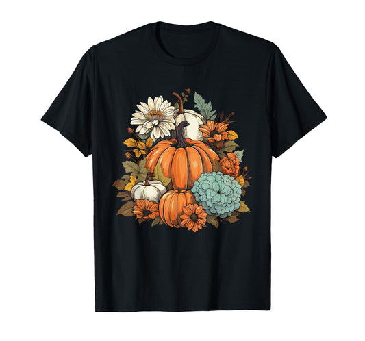 Cottagecore Pumpkins Flowers Fall Vibes Women's Graphic T-Shirt