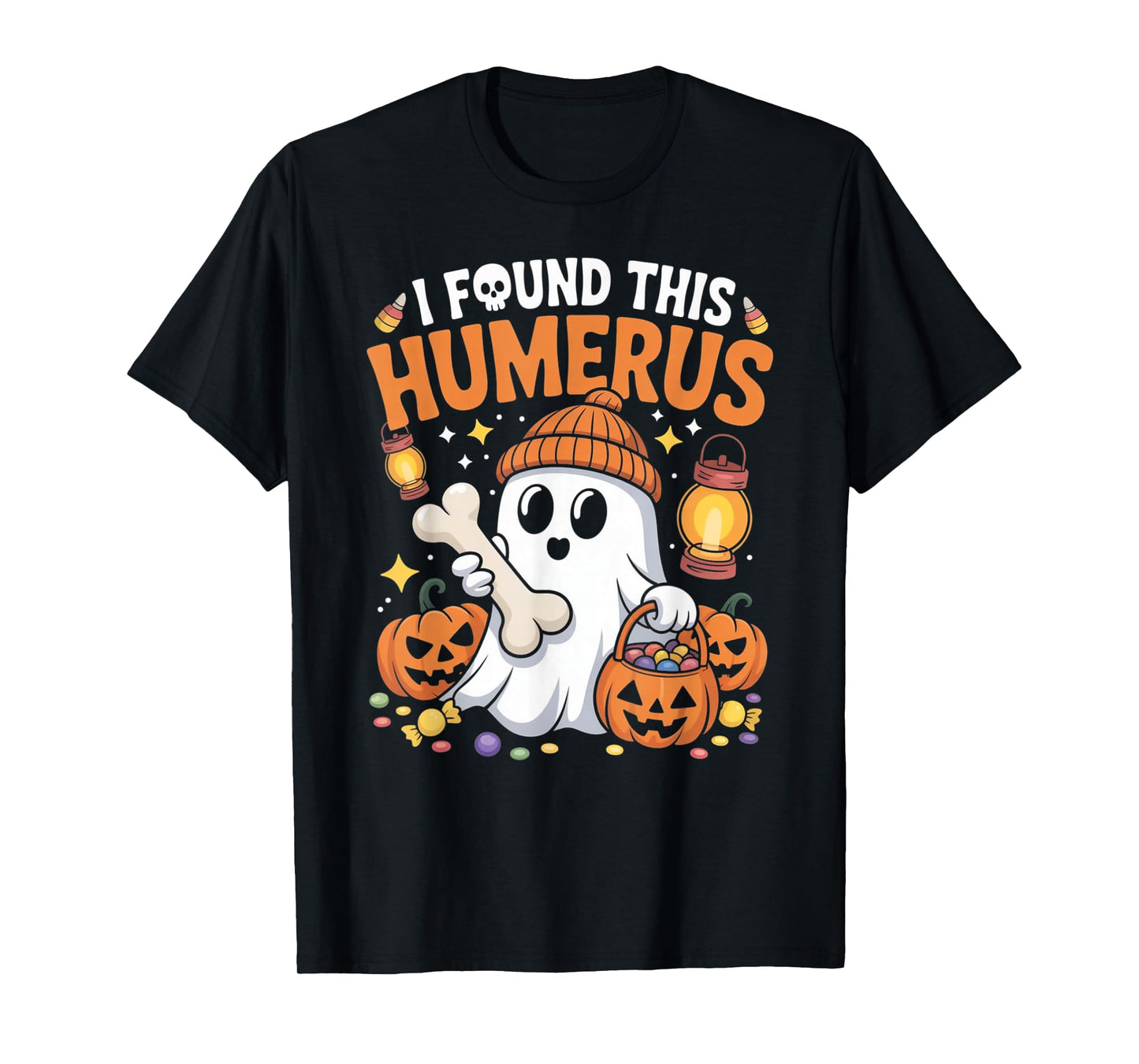 Ghost I Found This Humerus Halloween Skeleton Women Gifts T-Shirt