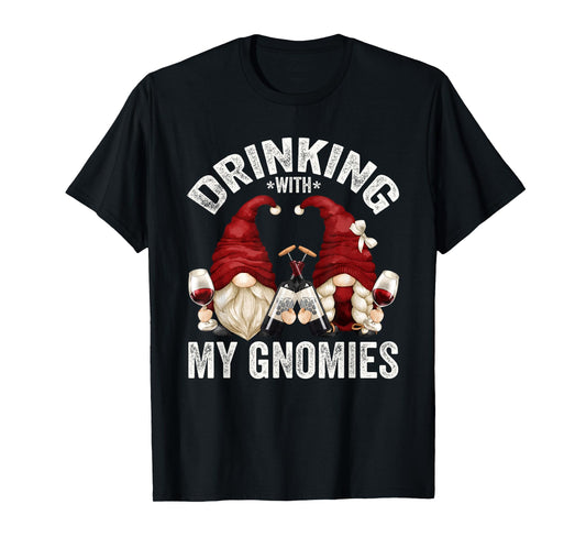 Cute Wine Gnomes Loves Drinking With My Gnomies Funny Gnome T-Shirt