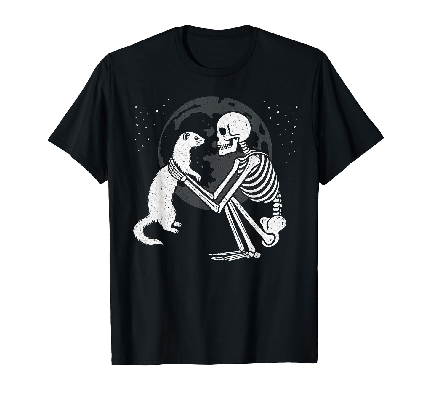 Ferret Skeleton Moon Halloween Pet Lover T-Shirt