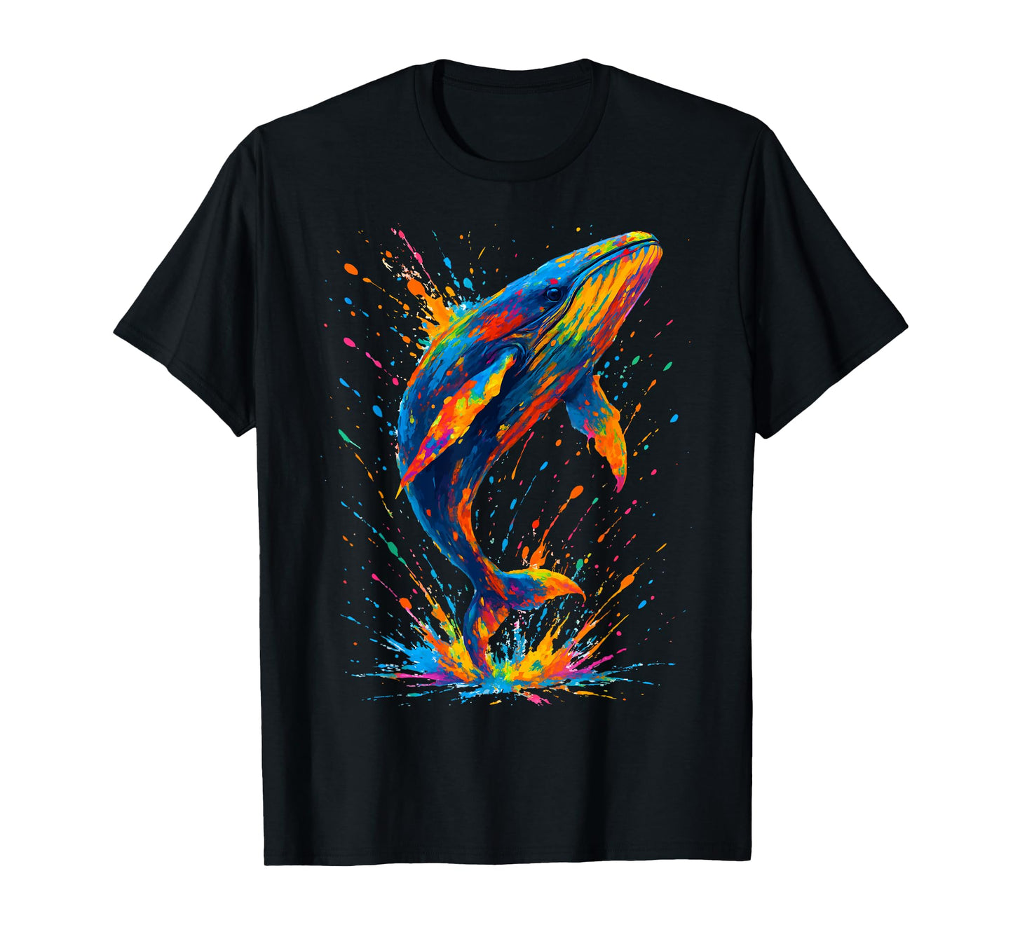 Colorful Whale Splash Ink Art Ocean Animal Whale lovers T-Shirt