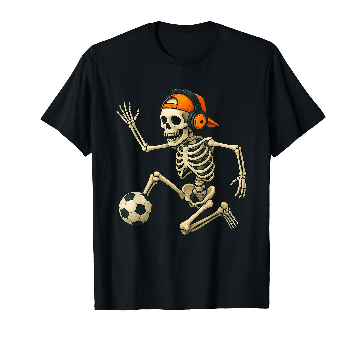 Skeleton Playing Soccer Halloween Costume T-Shirt
