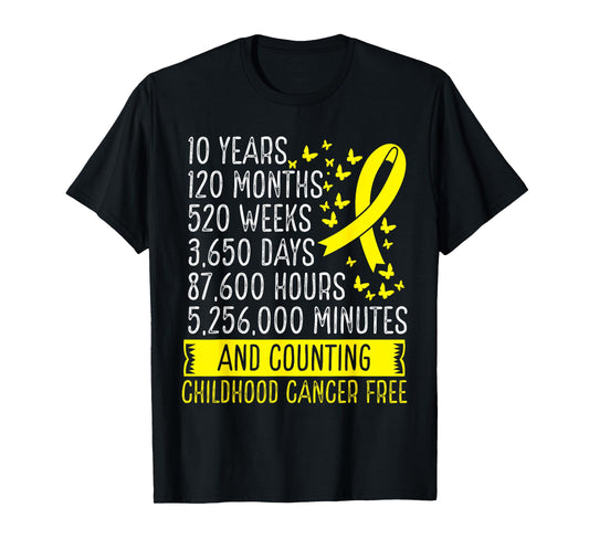 10 Years Childhood Cancer Free Awareness Ribbon Movement T-Shirt