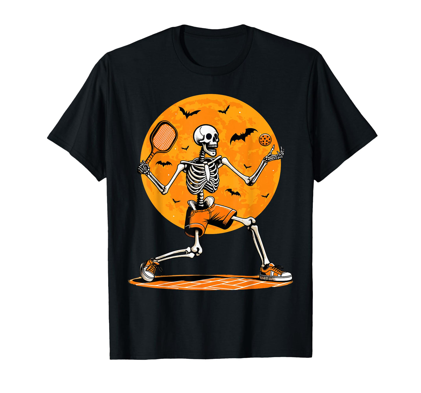 Pickleball Skeleton Spooky Boys Halloween Pickleball Player T-Shirt