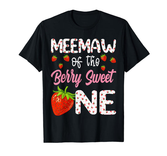 Meemaw Of The Berry Sweet One Strawberry First Birthday T-Shirt
