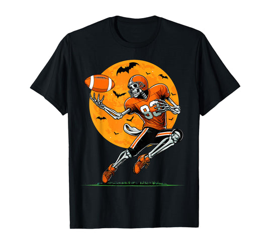 American Football Skeleton Boys Halloween Football Player T-Shirt