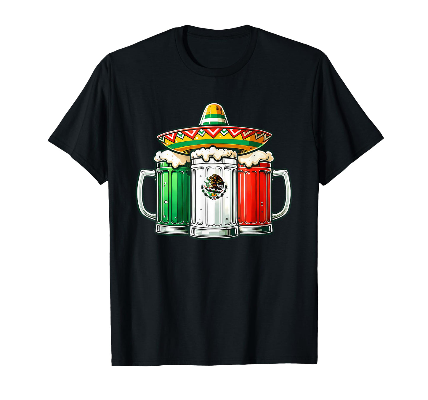 Mexico Funny Beer Mexican Flag Sombrero Hat Cinco De Mayo T-Shirt