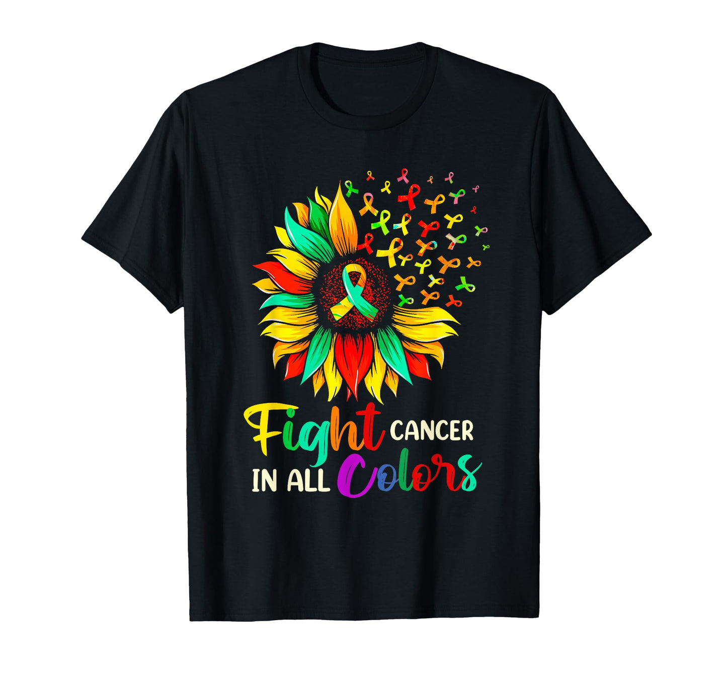 Fight Cancer In All Color Sunflower Breast Cancer Awareness T-Shirt