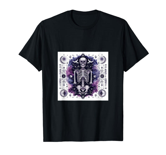 Cosmic Skeleton – Mystical Galaxy Skull &Stars Witchy Gothic T-Shirt