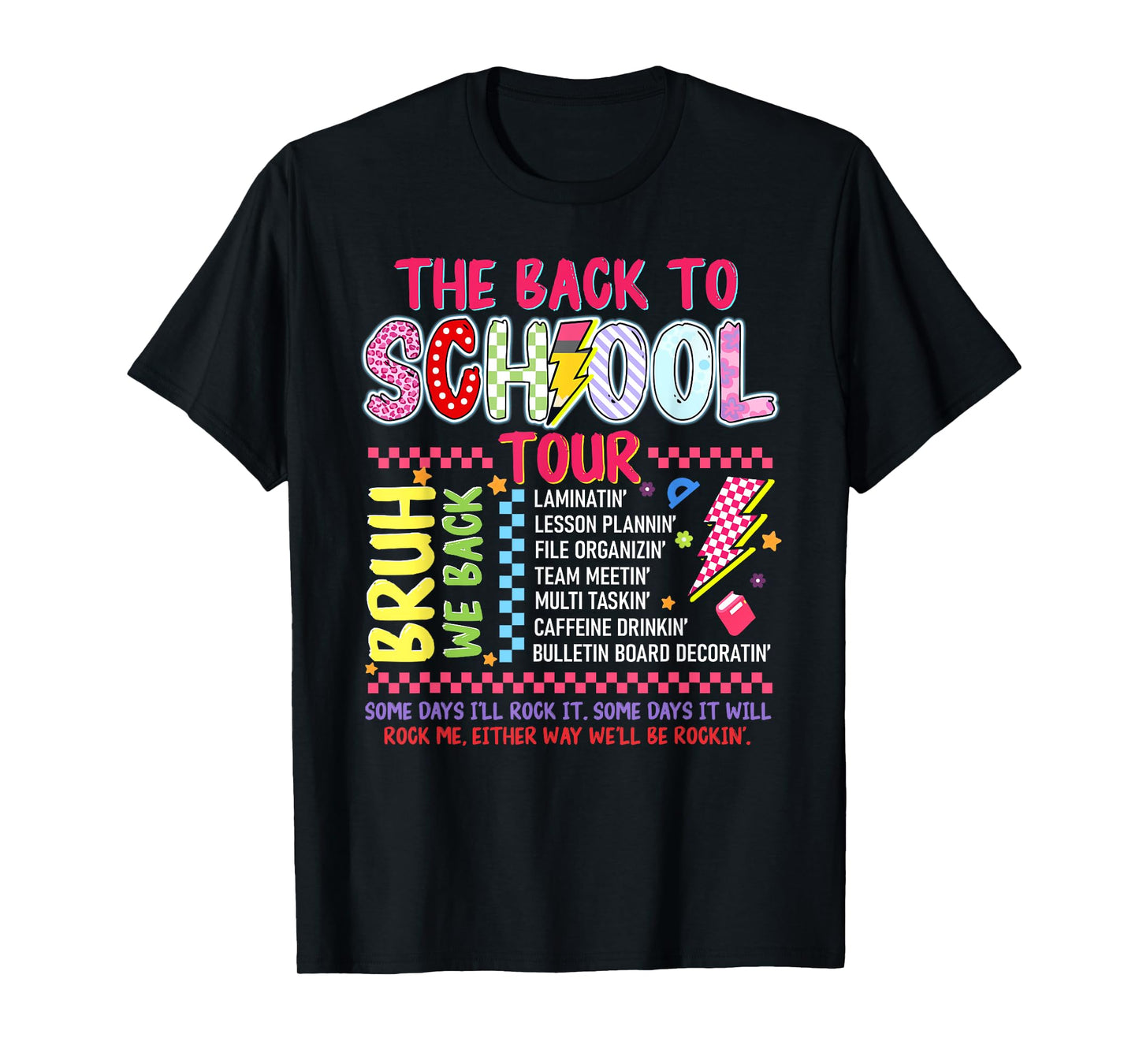 Retro Lightning Bolt ABCD Back To School Funny Tour Teacher T-Shirt
