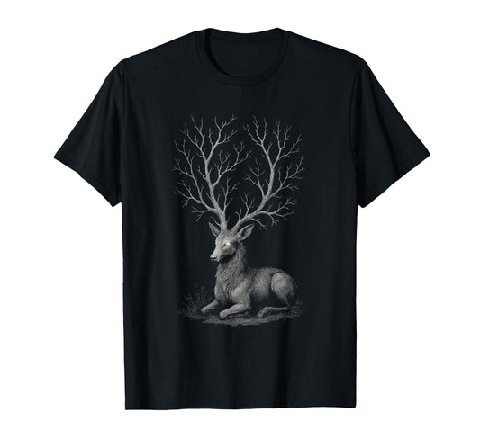 Deer Forest Tree Antlers Dark Creepy Goth Alt Alternative T-Shirt