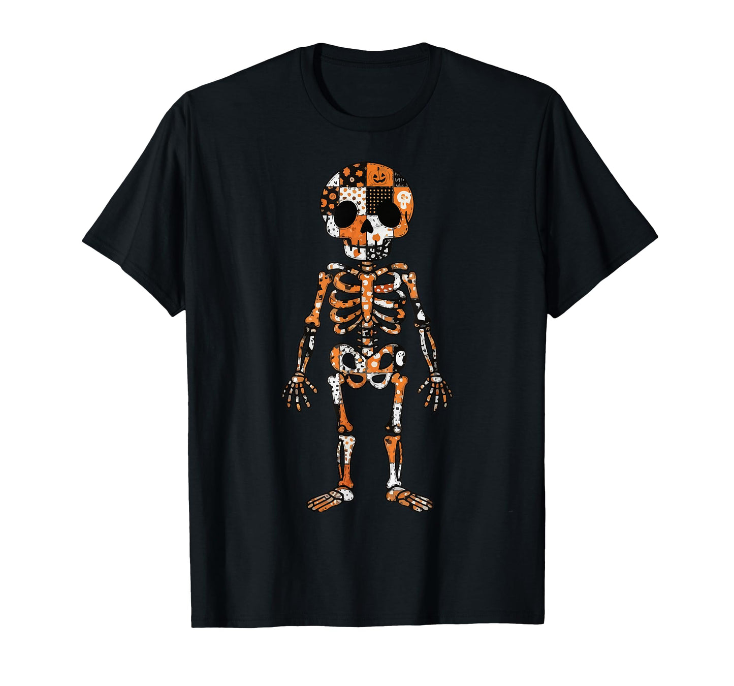 Halloween Patchwork Skeleton Festive Fun T-Shirt