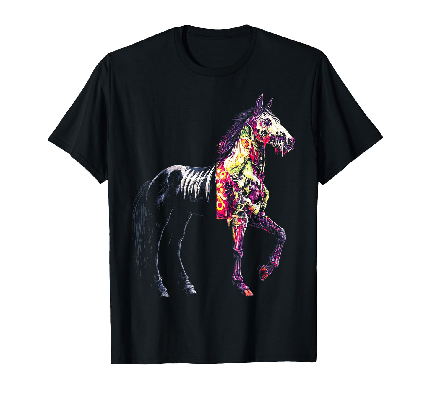Halloween Horse Skeleton Zombie Animal Graphic Halloween T-Shirt