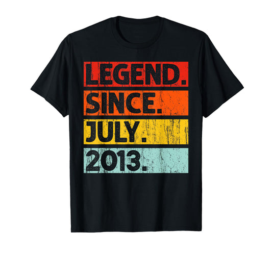 12th Birthday Gifts Legend Since July 2013 12 Years Old T-Shirt