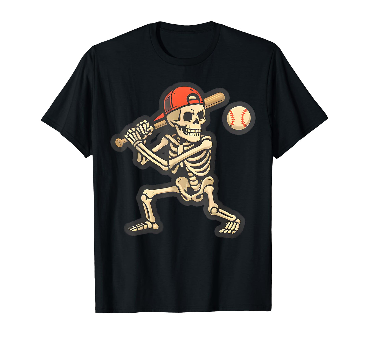 Skeleton Baseball Halloween Costume Funny Men Boys Kids T-Shirt