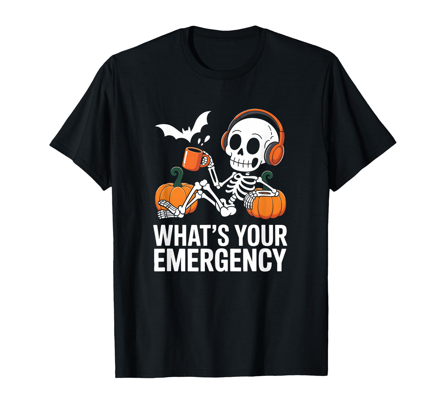 Skeleton Halloween Dispatcher 911 Operator Public Safety T-Shirt