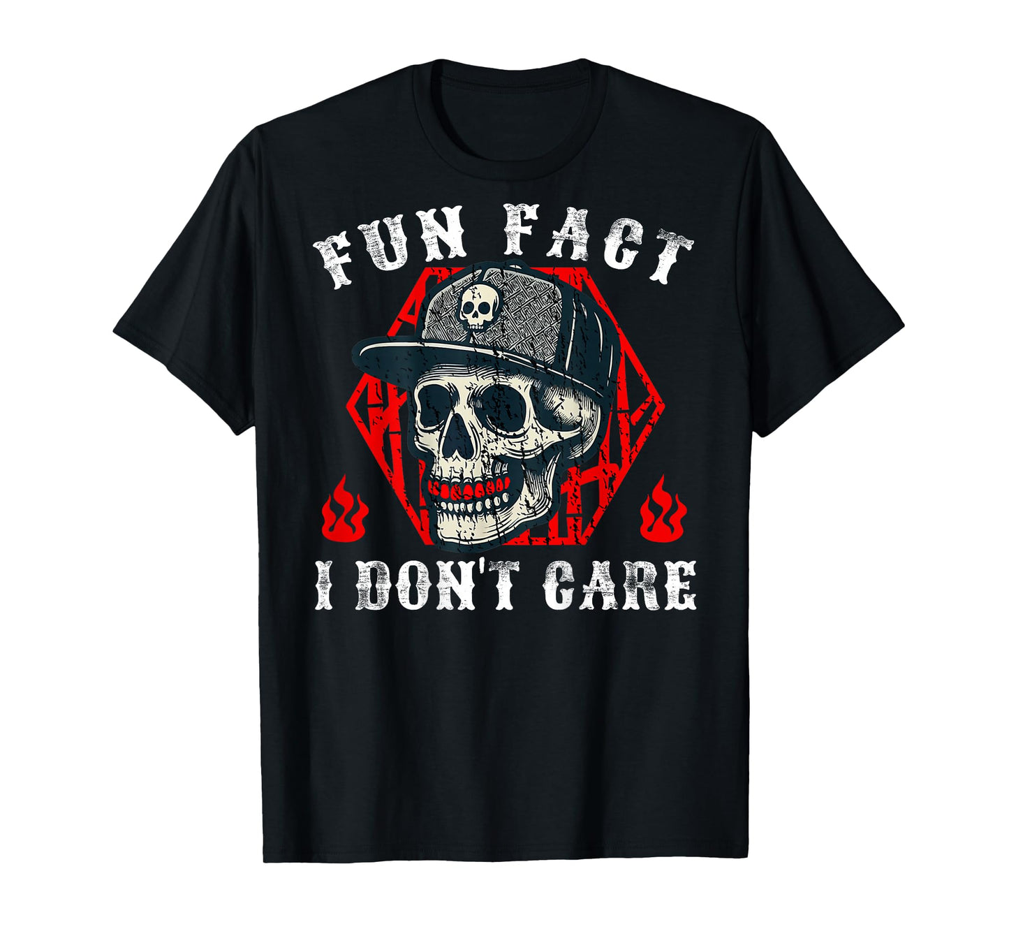 Fun Fact I Don't Care Funny Skeleton Sarcastic (ON Back) T-Shirt