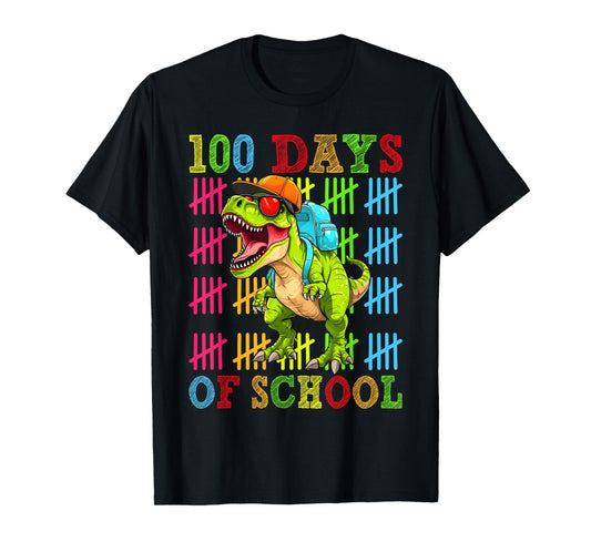 100 Days of School 100th Day Dinosaur For Boys Mens Father T-Shirt