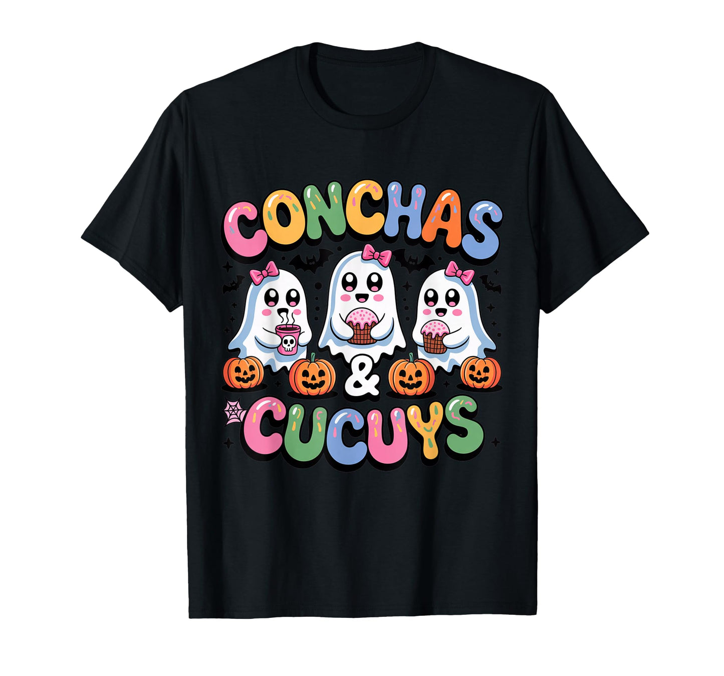 Conchas and Cucuys Funny Halloween Mexican Ghost T-Shirt
