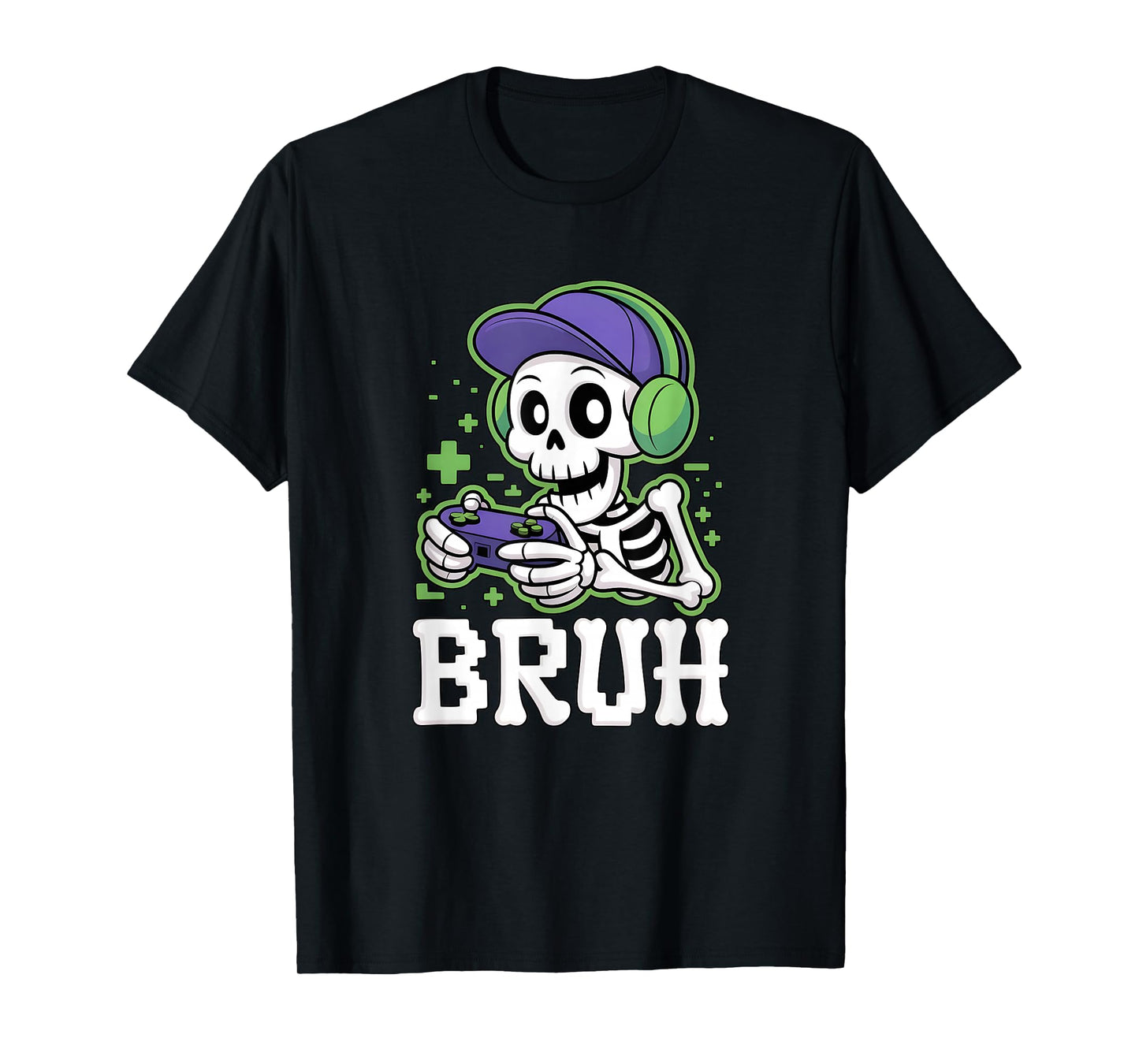 Bruh Funny Gamer Skeleton Halloween Video Game Meme T-Shirt