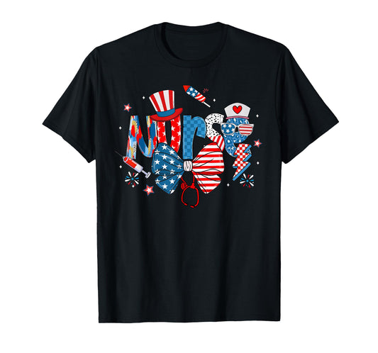 4th Of July Patriotic Nurse American Flag USA Nursing Women T-Shirt