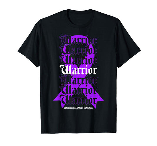 Gynecological Cancer Awareness Warrior Purple Ribbon T-Shirt