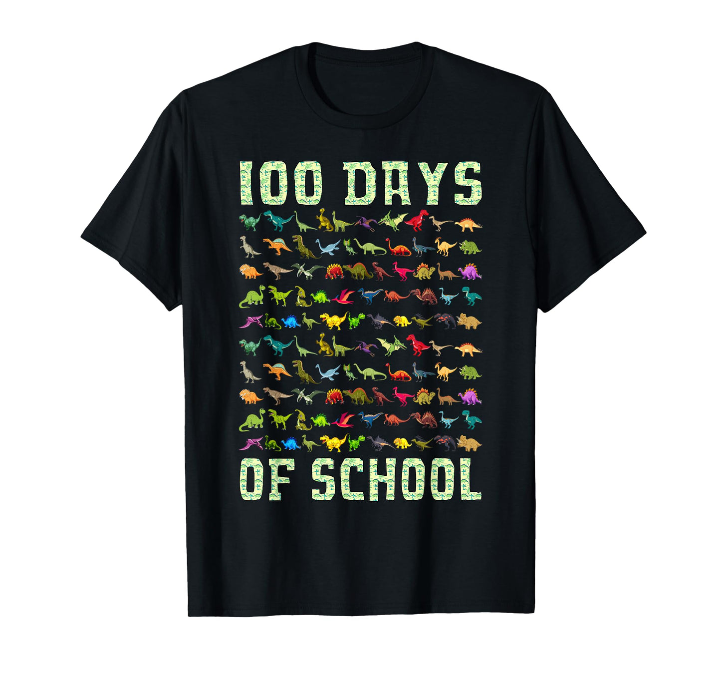 Dinosaur T Rex Happy 100th Day Of School Gifts 100 Days Smarter Kids Unisex T-Shirt Black Small Classic Fit Short Sleeve Modern Casual Round Neck Themed-T-Shirts Shirt
