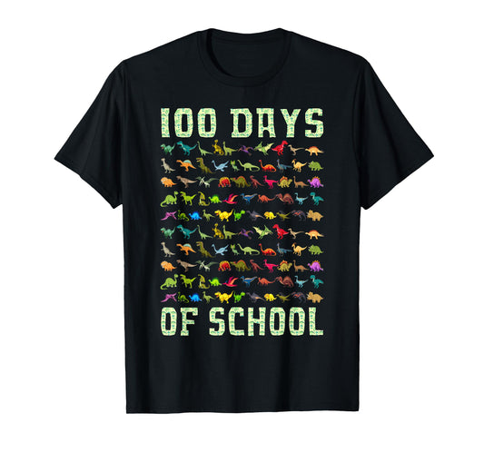 Dinosaur T Rex Happy 100th Day Of School Gifts 100 Days Smarter Kids Unisex T-Shirt Black Small Classic Fit Short Sleeve Modern Casual Round Neck Themed-T-Shirts Shirt