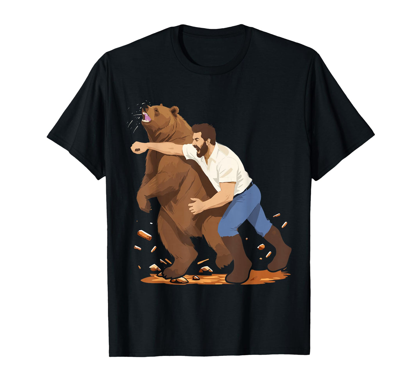 Man Punching Bear Funny Wilderness T-Shirt