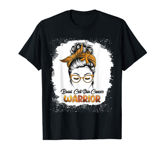 Basal Cell Skin Cancer Warrior Bleached Messy Bun Survivor T-Shirt