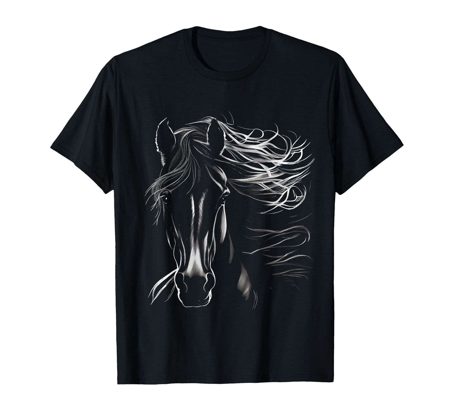 Majestic Black Horse With Flowing Mane T-Shirt