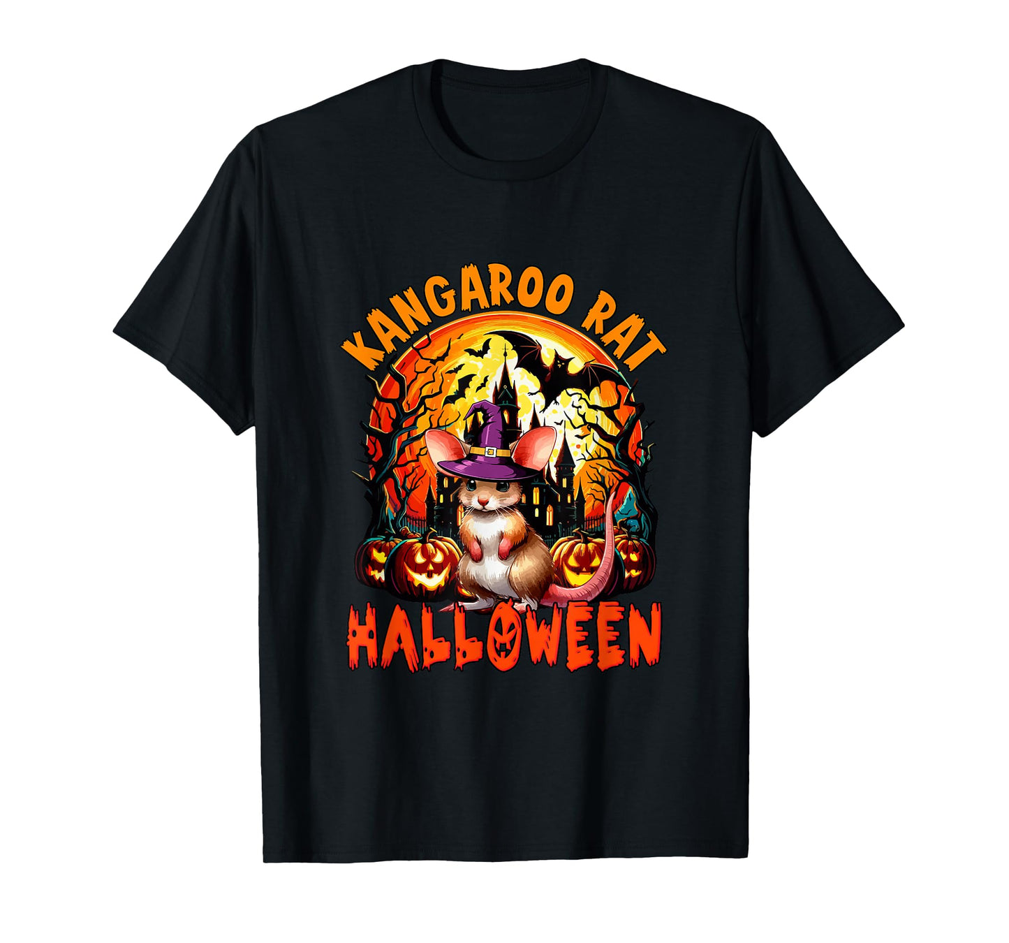 Kangaroo Rat Halloween Cosplay Witch Horror Carved Pumpkins T-Shirt