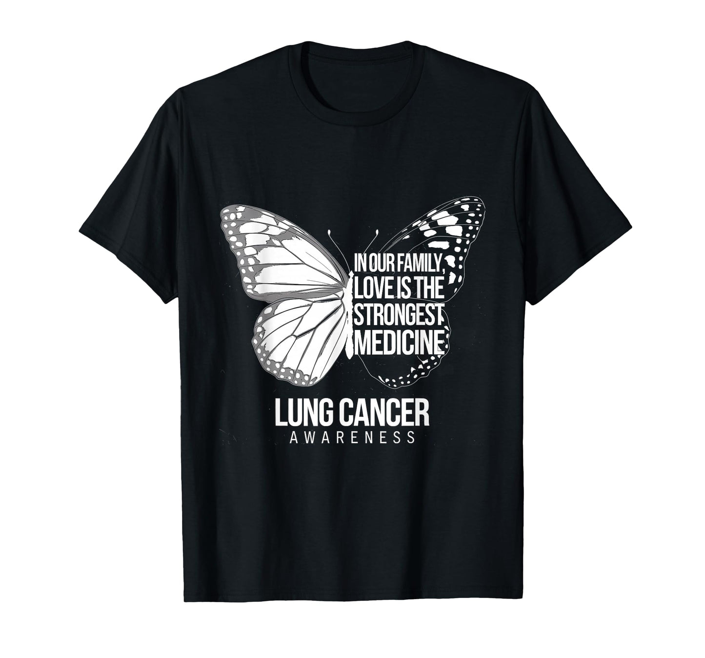 Lung Cancer Awareness Strongest Medicine White Ribbon T-Shirt