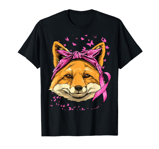 Fox Breast Cancer Awareness Pink Ribbon Cancer Survivor T-Shirt