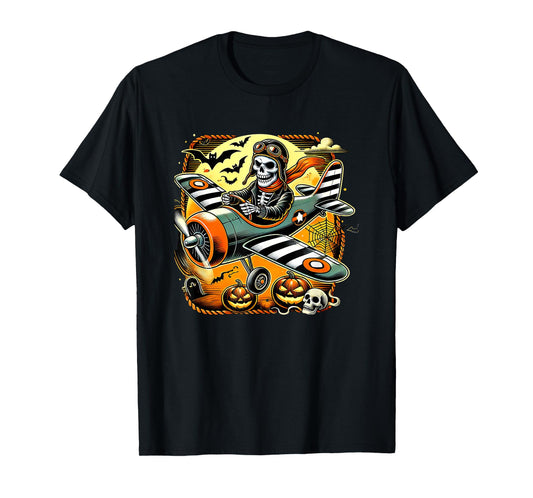 Halloween Skeleton Airplane T-Shirt