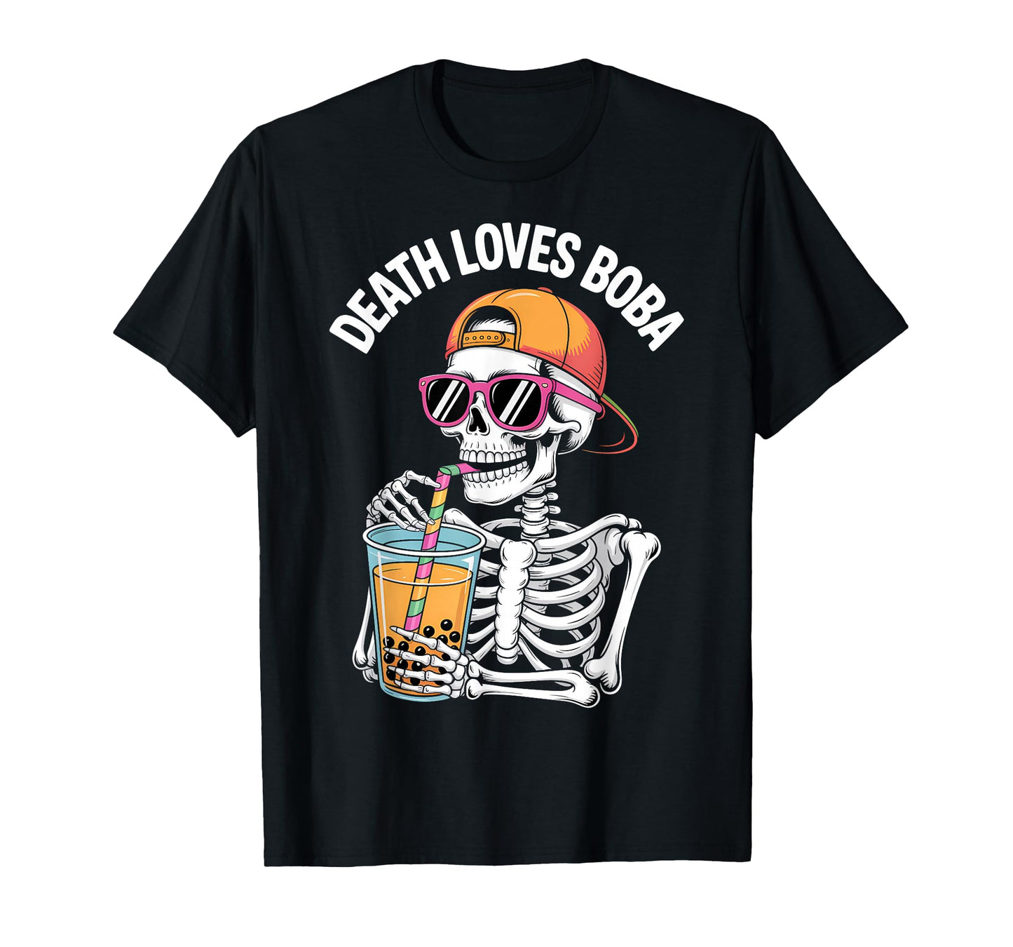Funny Halloween Skeleton Boba Tea Costume T-Shirt